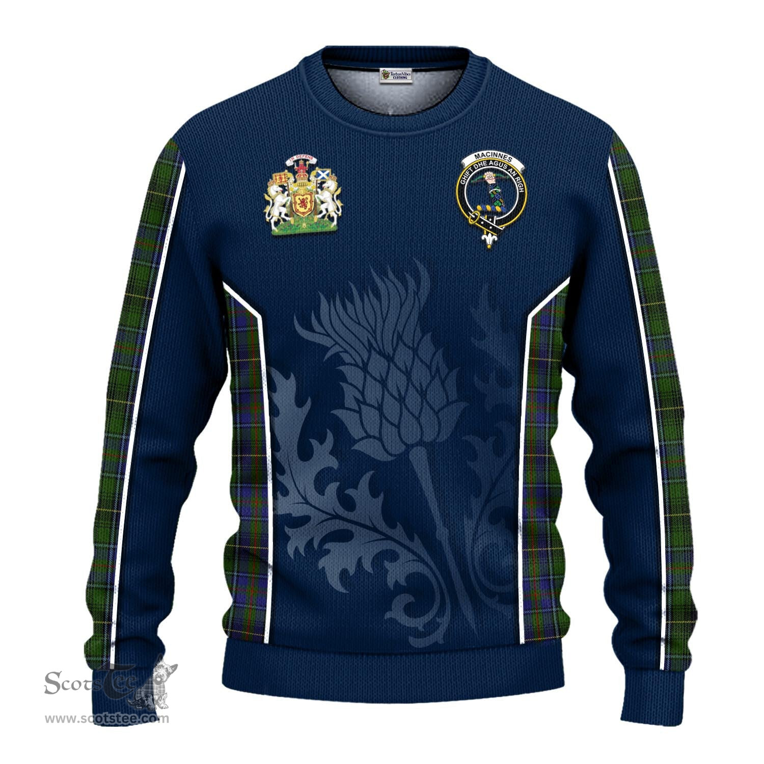 ScotsTee Shop Scottish MacInnes Clan Scottish Crest and Scottish Thistle Sport Tartan Sweatshirt