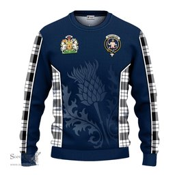 ScotsTee Shop Scottish MacFarlane Black White Clan Scottish Crest and Scottish Thistle Sport Tartan Sweatshirt