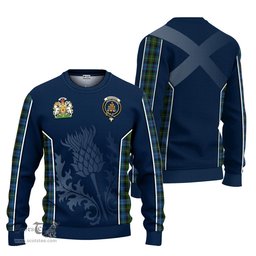 ScotsTee Shop Scottish MacKenzie Clan Scottish Crest and Scottish Thistle Sport Tartan Sweatshirt