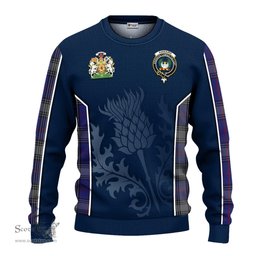 ScotsTee Shop Scottish Kinnaird Clan Scottish Crest and Scottish Thistle Sport Tartan Sweatshirt