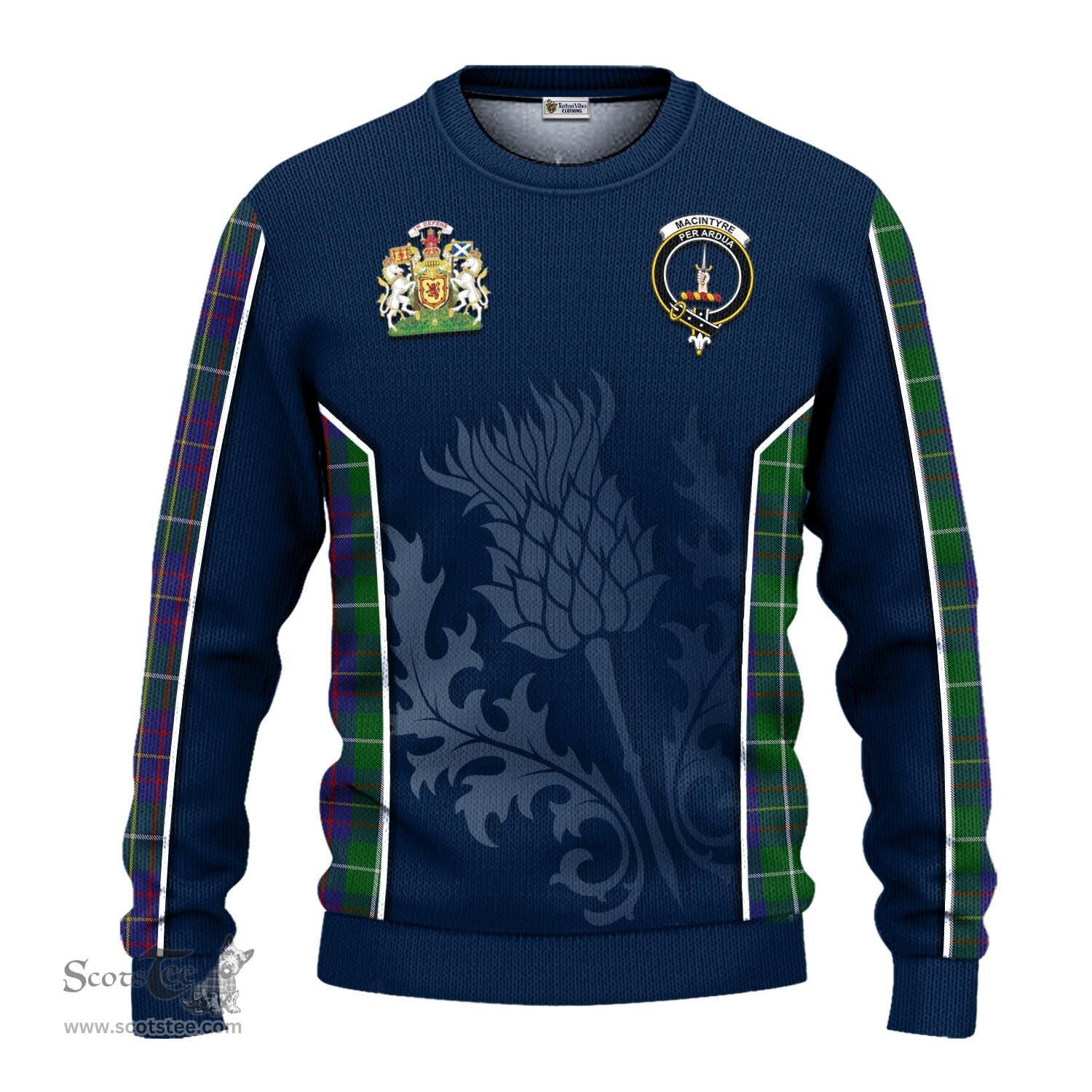 ScotsTee Shop Scottish MacIntyre Inglis Clan Scottish Crest and Scottish Thistle Sport Tartan Sweatshirt