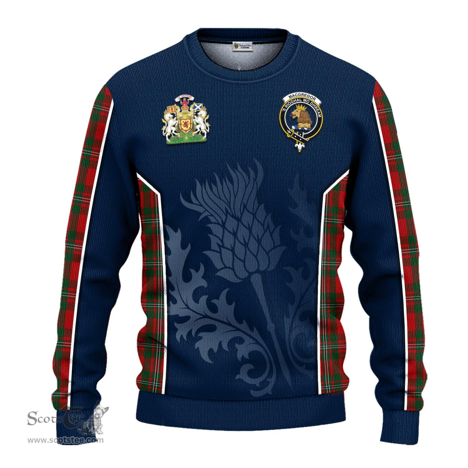 ScotsTee Shop Scottish MacGregor Clan Scottish Crest and Scottish Thistle Sport Tartan Sweatshirt