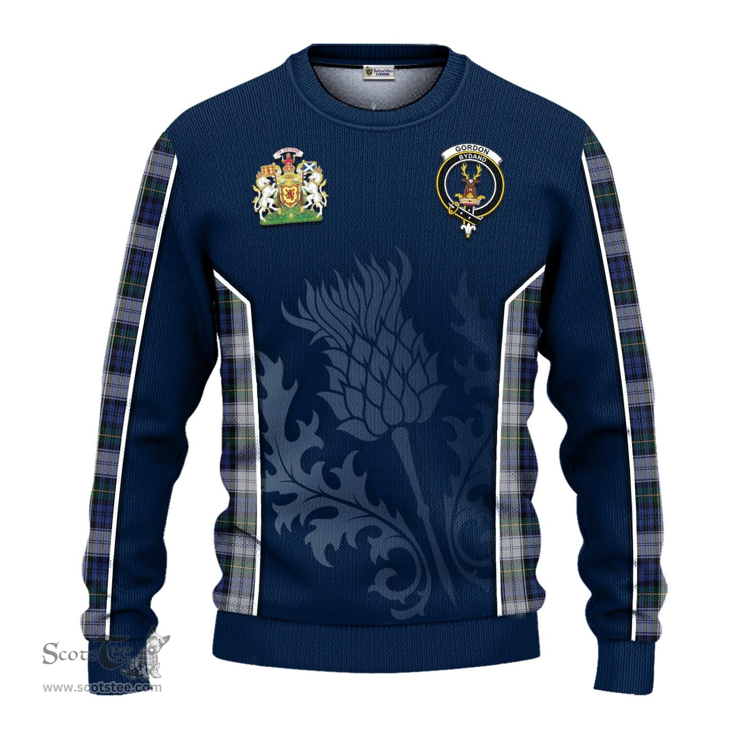 ScotsTee Shop Scottish Gordon Dress Clan Scottish Crest and Scottish Thistle Sport Tartan Sweatshirt