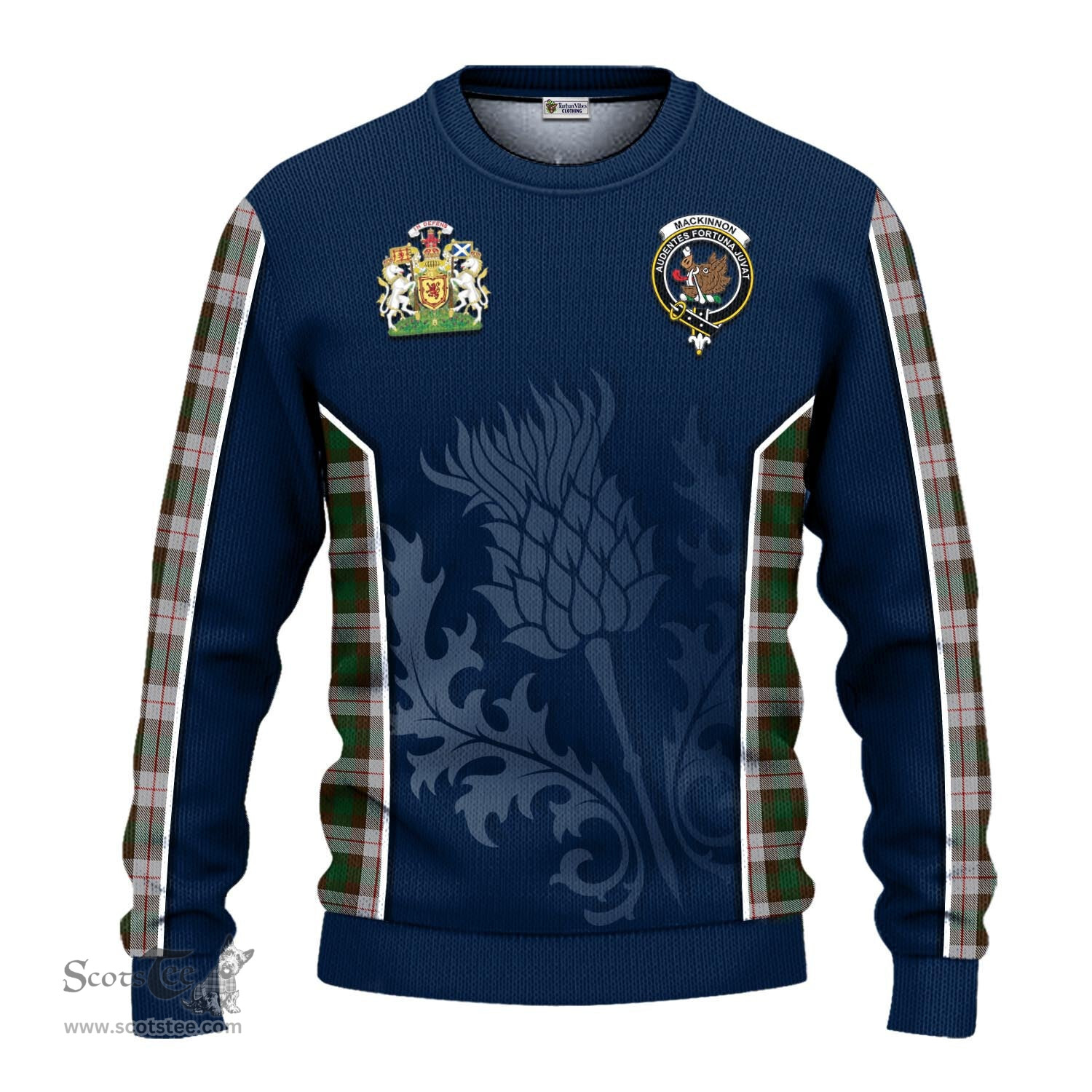 ScotsTee Shop Scottish MacKinnon Dress Clan Scottish Crest and Scottish Thistle Sport Tartan Sweatshirt