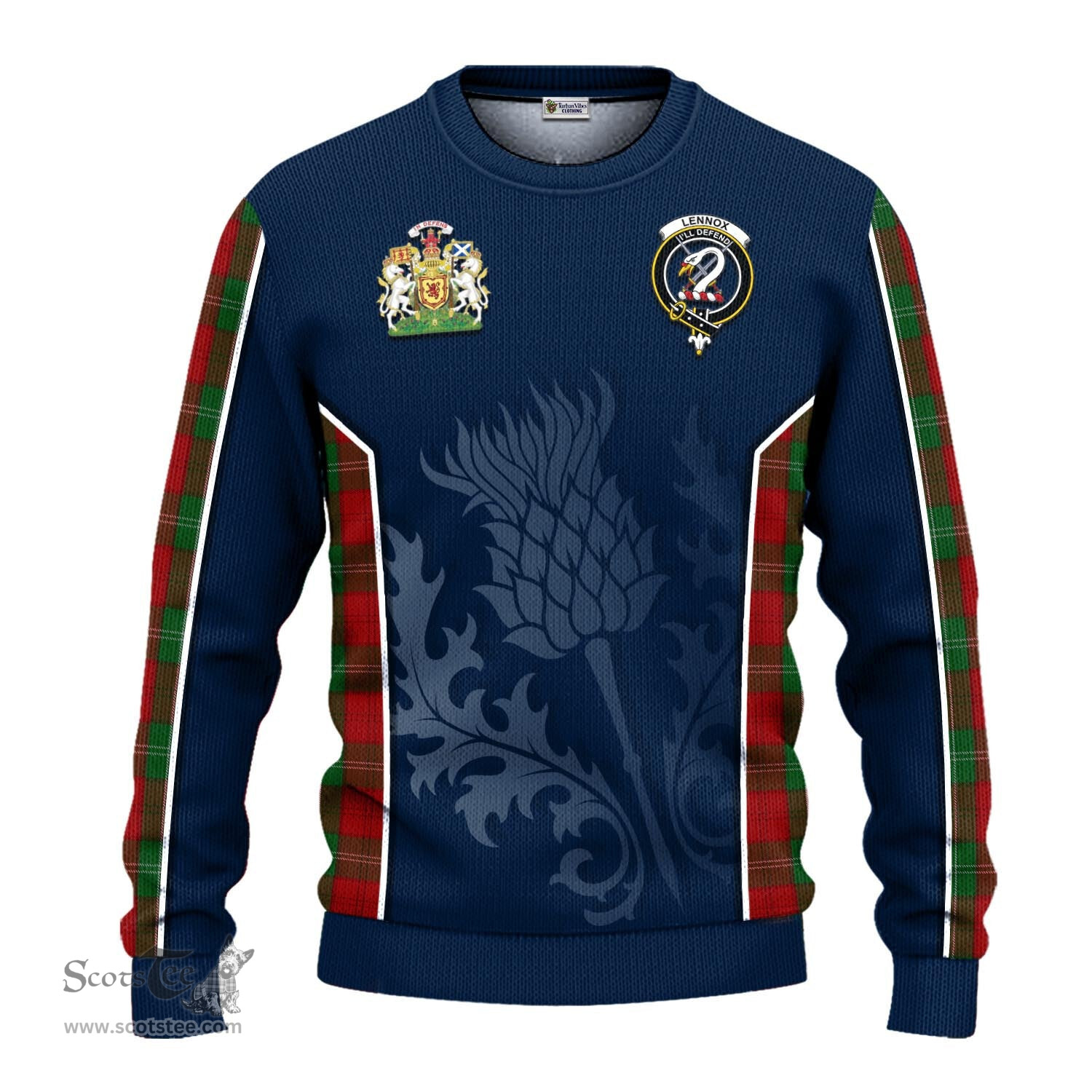 ScotsTee Shop Scottish Lennox Clan Scottish Crest and Scottish Thistle Sport Tartan Sweatshirt