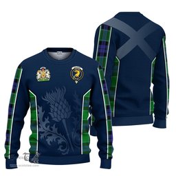 ScotsTee Shop Scottish Haldane Clan Scottish Crest and Scottish Thistle Sport Tartan Sweatshirt