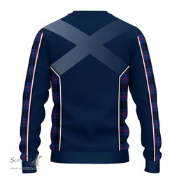 ScotsTee Shop Scottish MacKay Blue Modern Clan Scottish Crest and Scottish Thistle Sport Tartan Sweatshirt