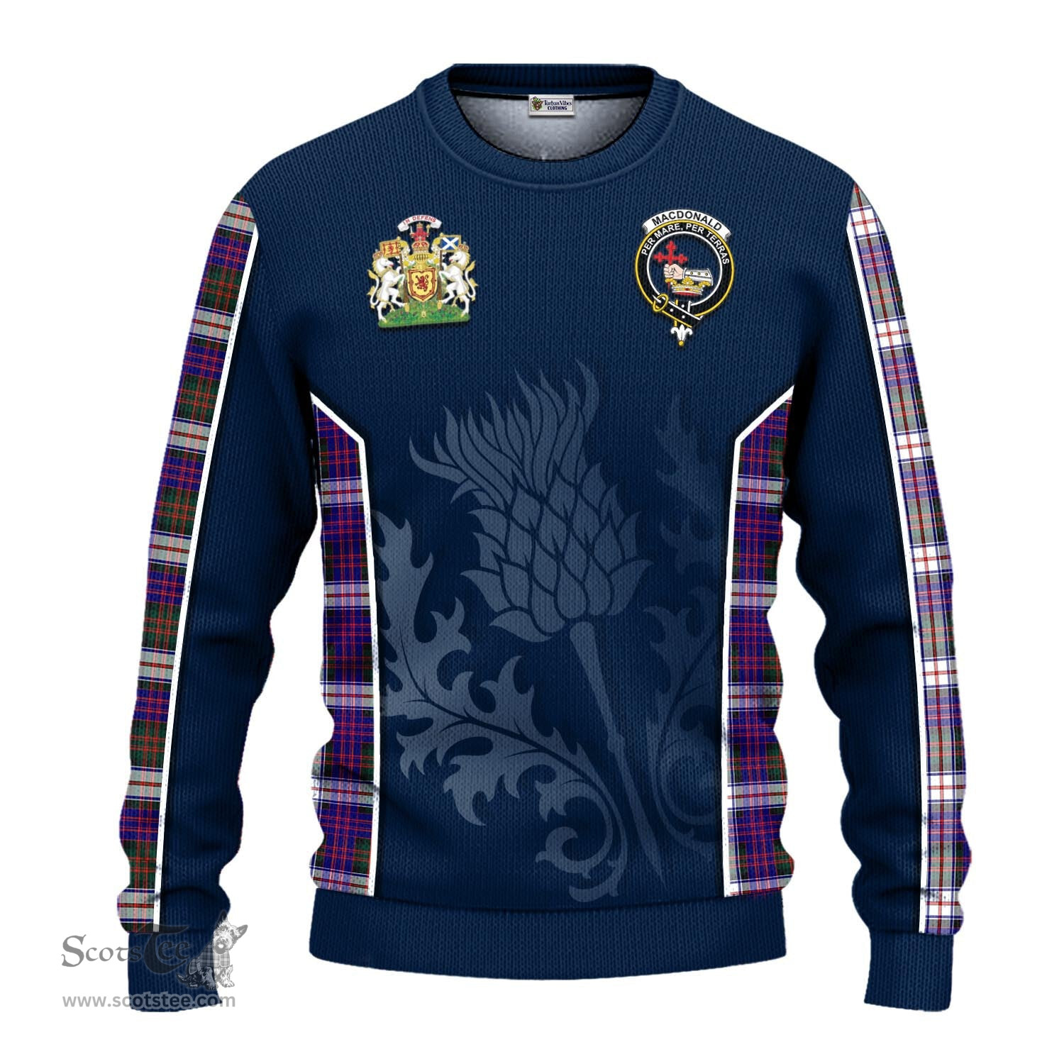 ScotsTee Shop Scottish MacDonald Dress Modern Clan Scottish Crest and Scottish Thistle Sport Tartan Sweatshirt