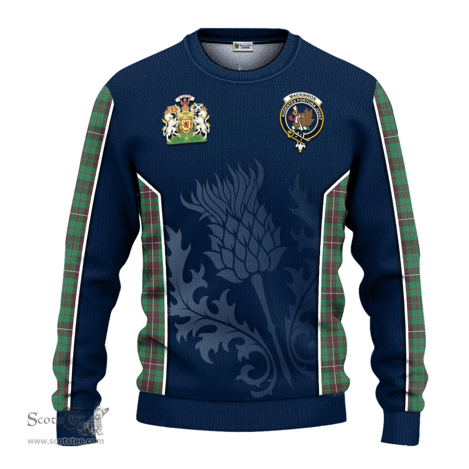ScotsTee Shop Scottish MacKinnon Hunting Ancient Clan Scottish Crest and Scottish Thistle Sport Tartan Sweatshirt