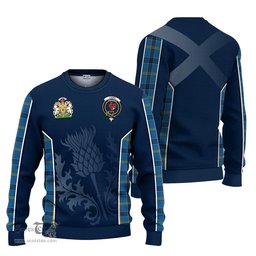 ScotsTee Shop Scottish Laing Clan Scottish Crest and Scottish Thistle Sport Tartan Sweatshirt