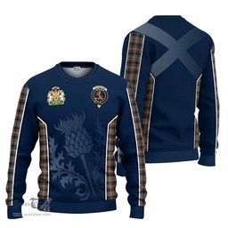 ScotsTee Shop Scottish Sutherland Weathered Clan Scottish Crest and Scottish Thistle Sport Tartan Sweatshirt