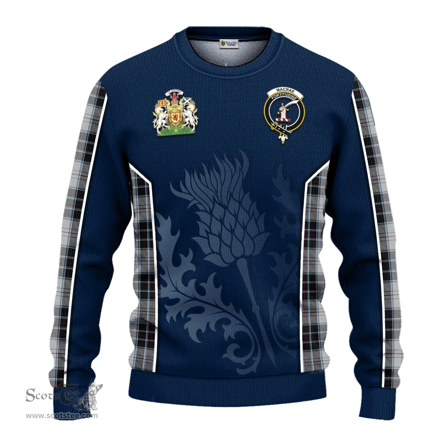 ScotsTee Shop Scottish MacRae Dress Clan Scottish Crest and Scottish Thistle Sport Tartan Sweatshirt