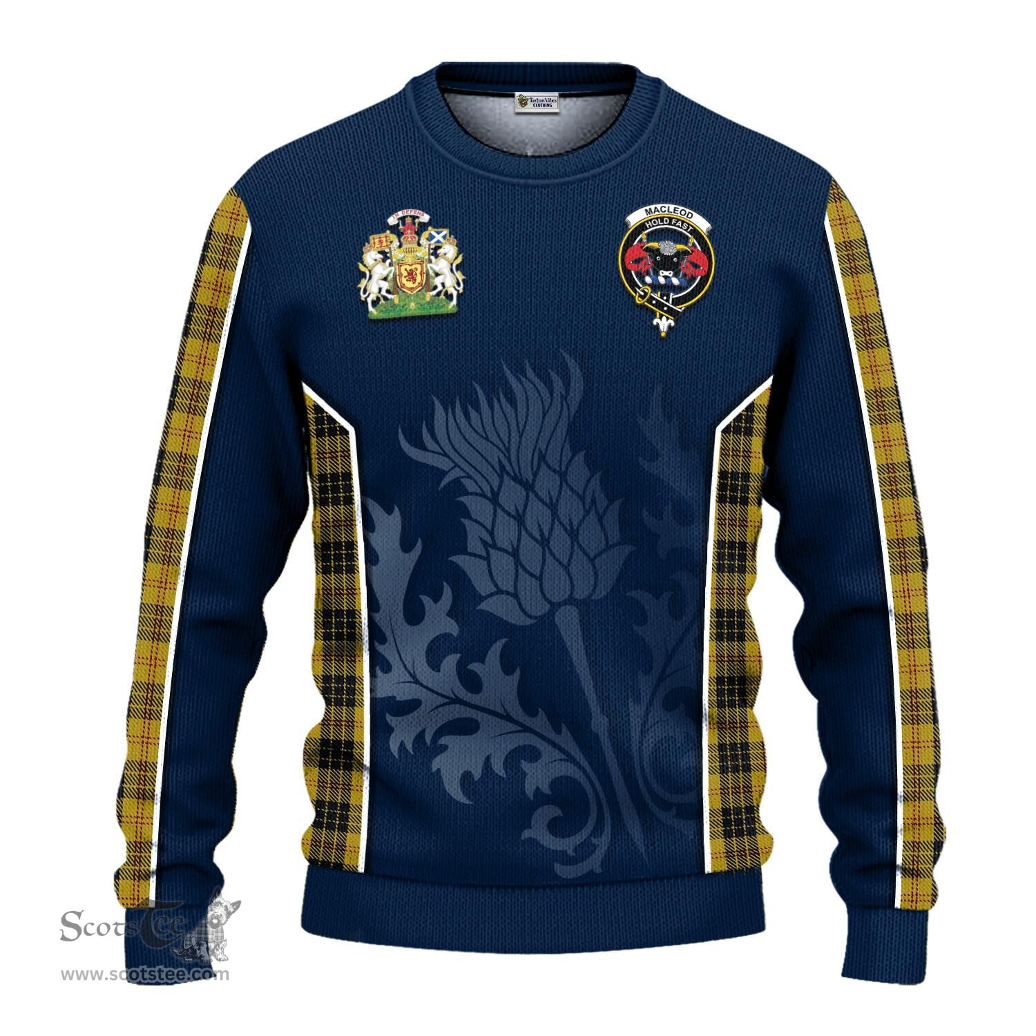 ScotsTee Shop Scottish MacLeod Clan Scottish Crest and Scottish Thistle Sport Tartan Sweatshirt