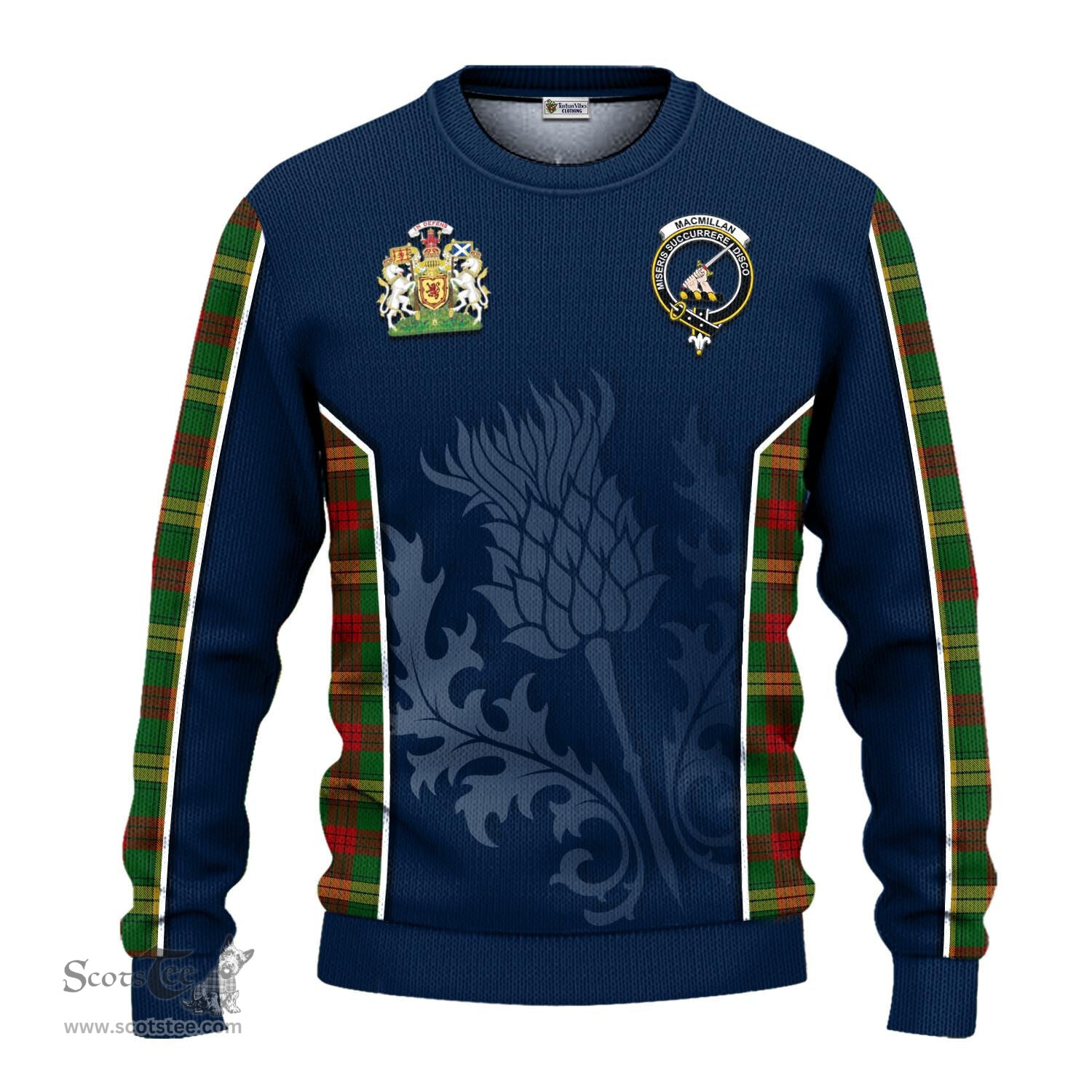 ScotsTee Shop Scottish MacMillan Society of Glasgow Clan Scottish Crest and Scottish Thistle Sport Tartan Sweatshirt
