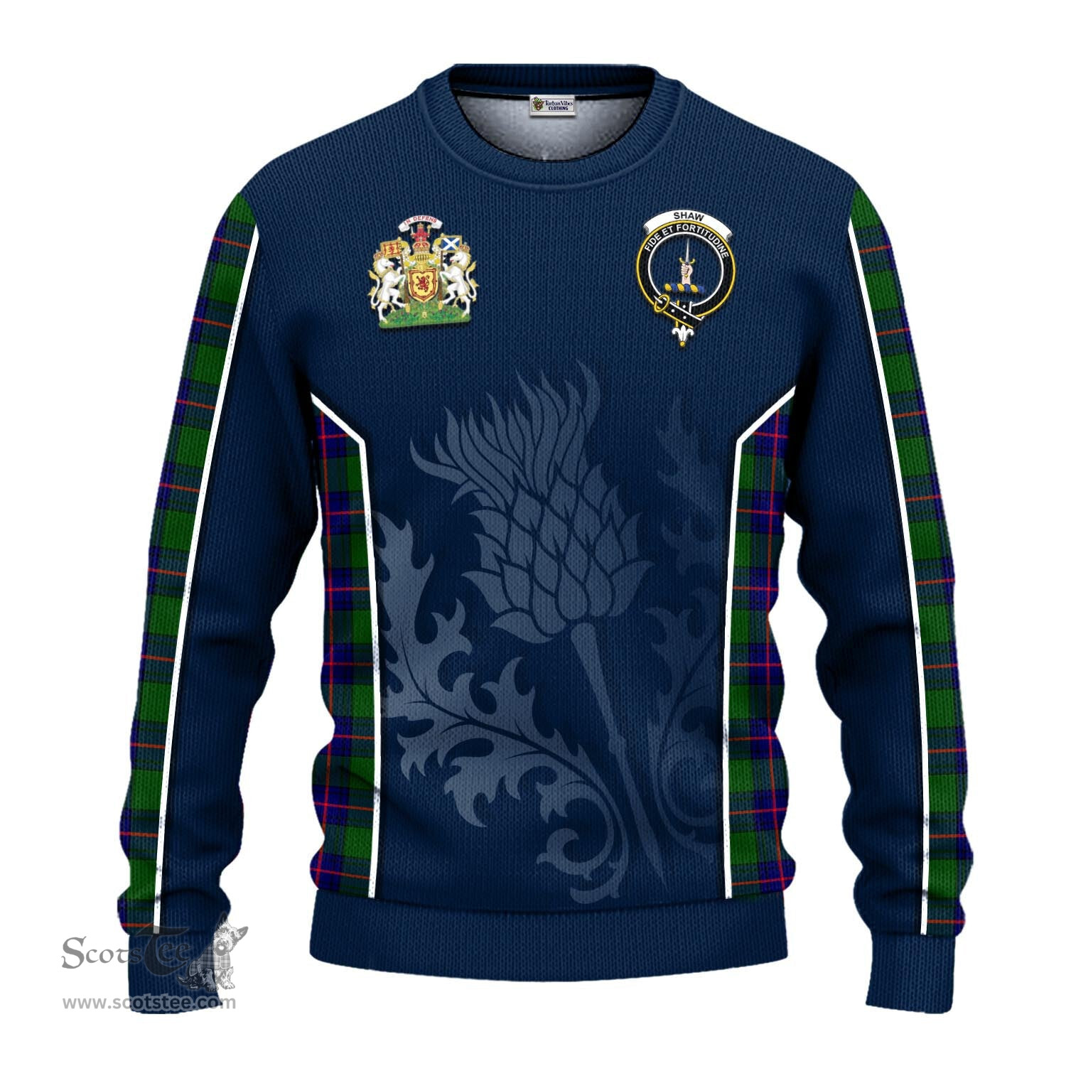 ScotsTee Shop Scottish Shaw Modern Clan Scottish Crest and Scottish Thistle Sport Tartan Sweatshirt