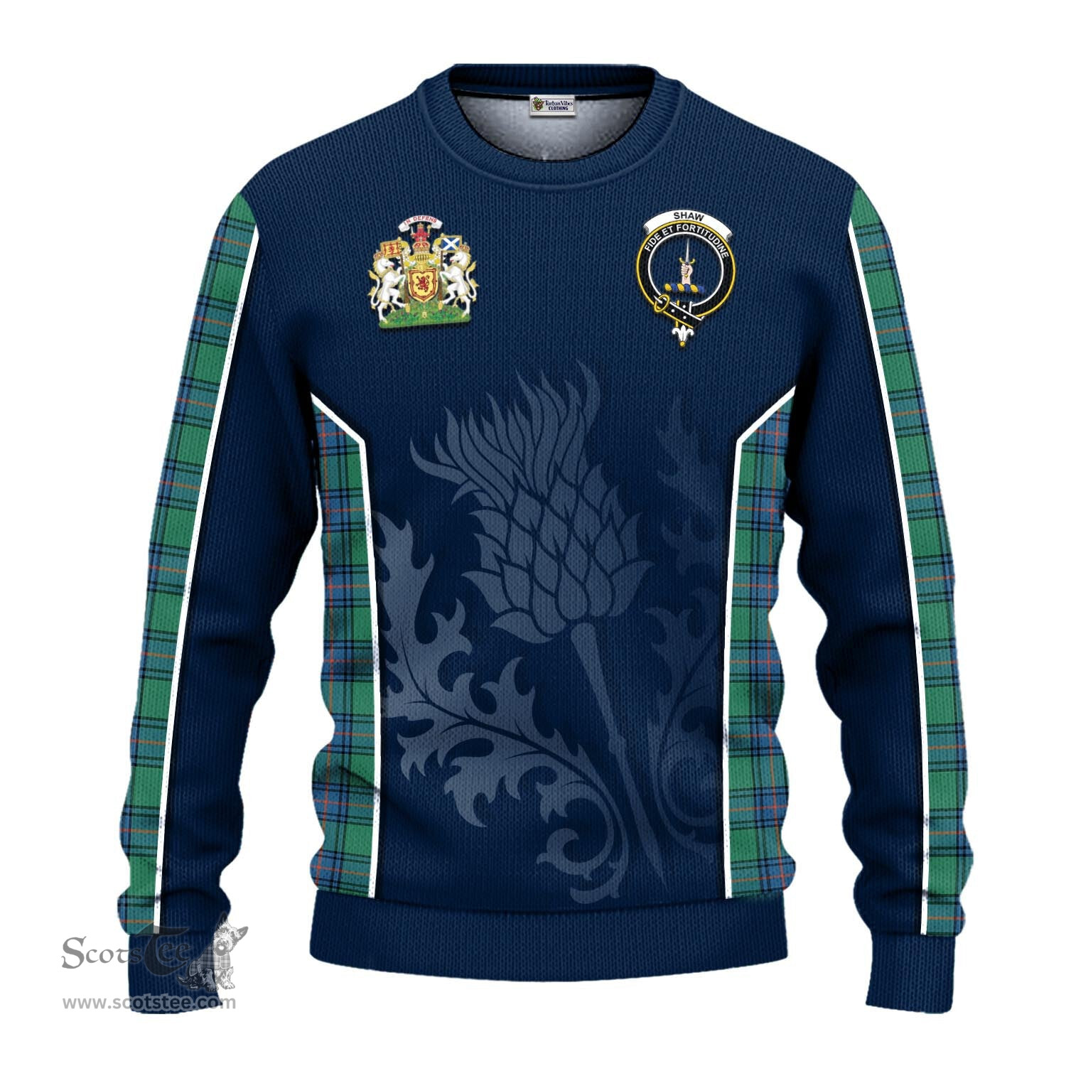ScotsTee Shop Scottish Shaw Ancient Clan Scottish Crest and Scottish Thistle Sport Tartan Sweatshirt