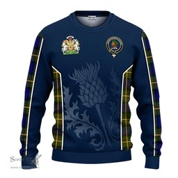 ScotsTee Shop Scottish Moore Clan Scottish Crest and Scottish Thistle Sport Tartan Sweatshirt