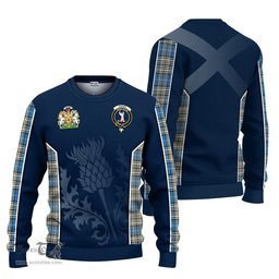 ScotsTee Shop Scottish Napier Ancient Clan Scottish Crest and Scottish Thistle Sport Tartan Sweatshirt