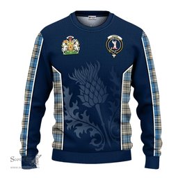 ScotsTee Shop Scottish Napier Ancient Clan Scottish Crest and Scottish Thistle Sport Tartan Sweatshirt