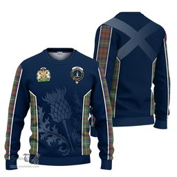 ScotsTee Shop Scottish Shaw Green Modern Clan Scottish Crest and Scottish Thistle Sport Tartan Sweatshirt