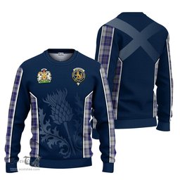 ScotsTee Shop Scottish MacPherson Dress Blue Clan Scottish Crest and Scottish Thistle Sport Tartan Sweatshirt