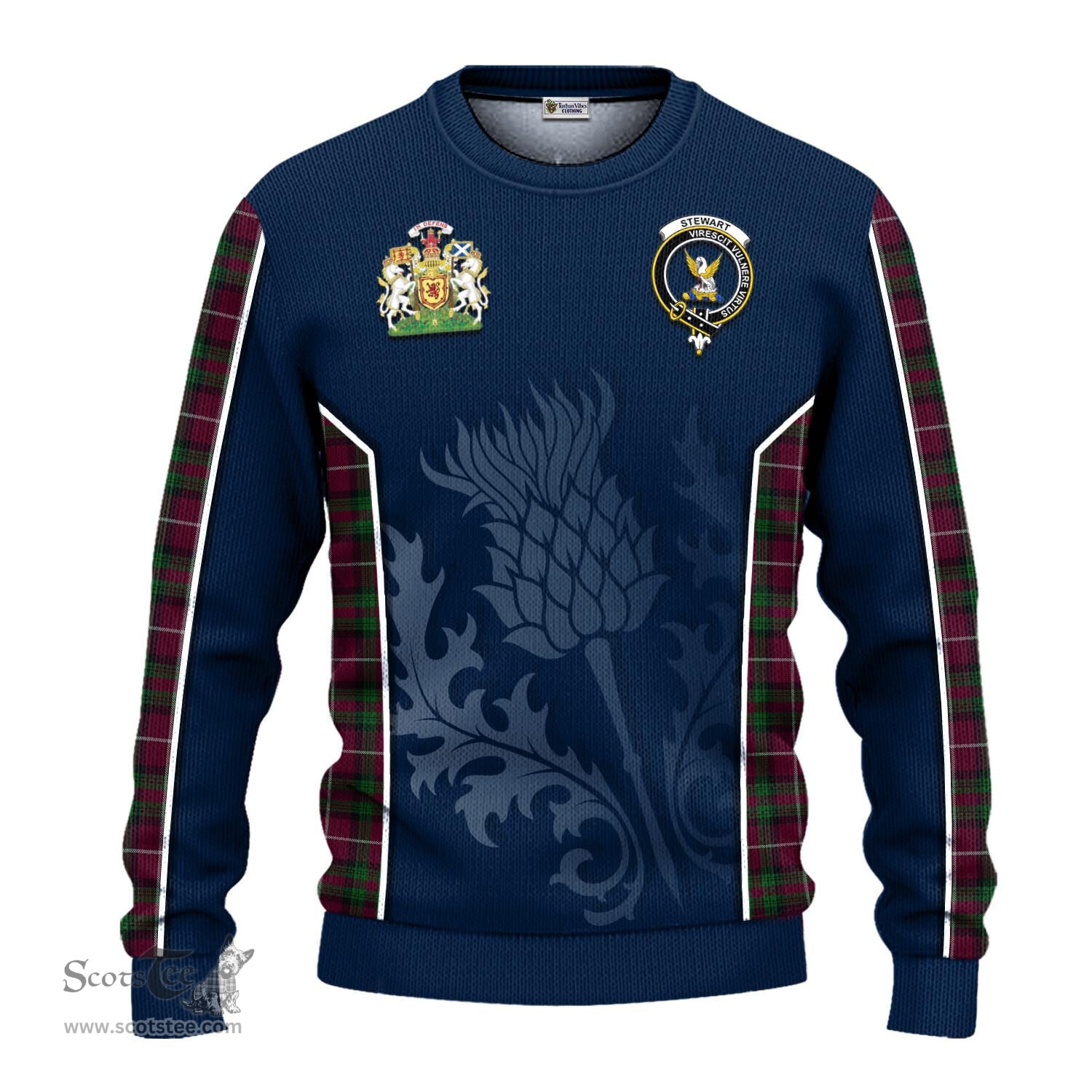 ScotsTee Shop Scottish Stewart of Bute Hunting Clan Scottish Crest and Scottish Thistle Sport Tartan Sweatshirt
