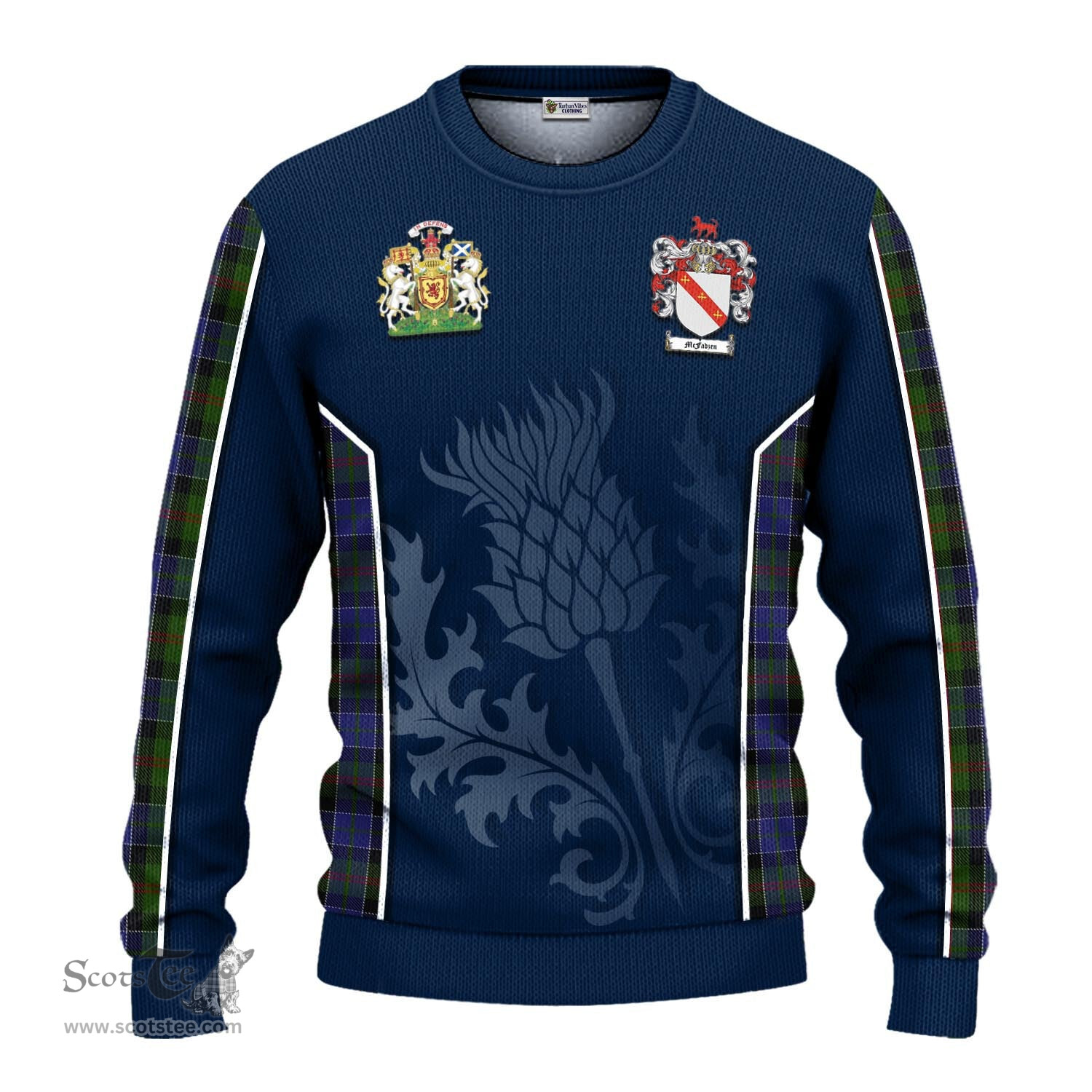 ScotsTee Shop Scottish McFadzen 03 Clan Scottish Crest and Scottish Thistle Sport Tartan Sweatshirt