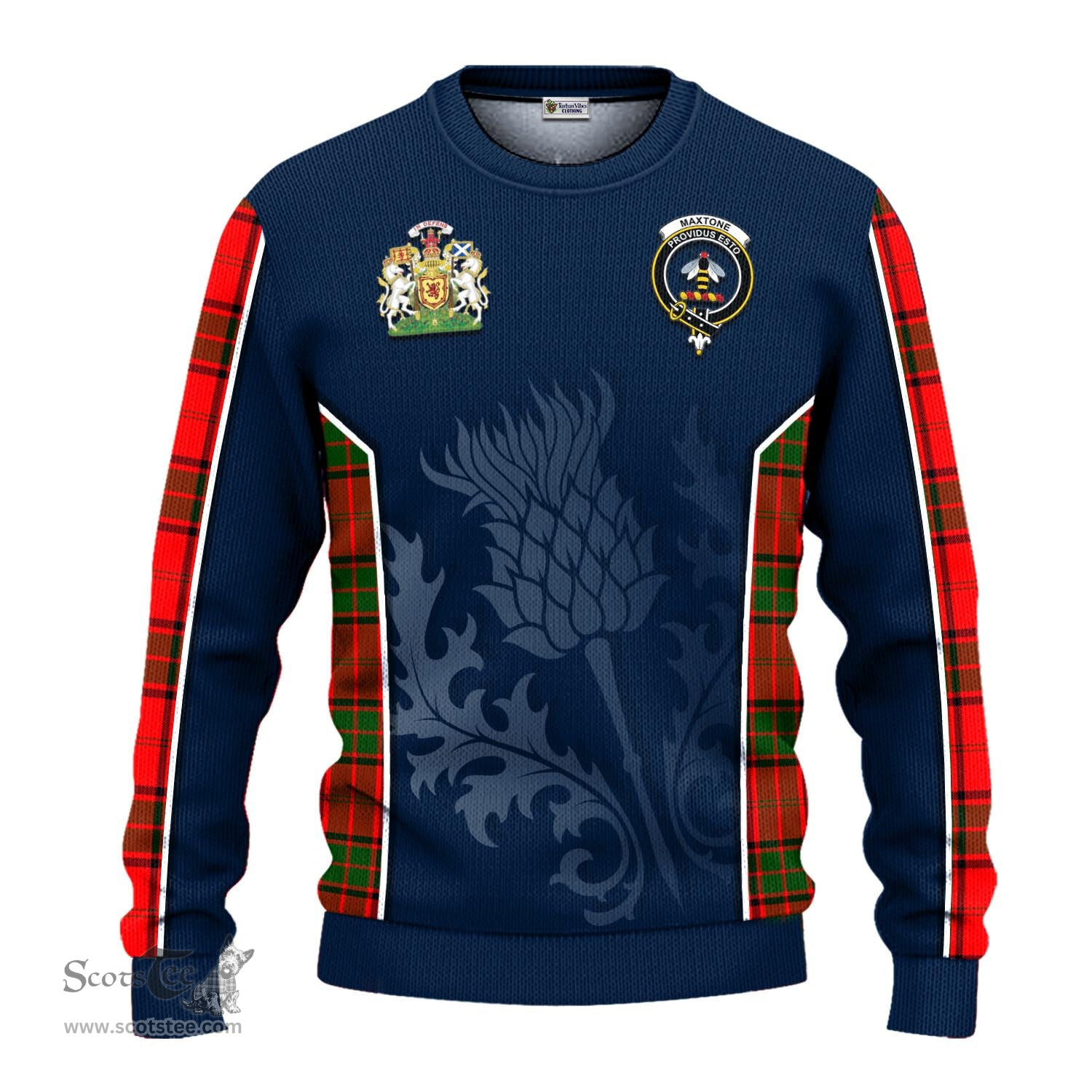 ScotsTee Shop Scottish Maxtone Clan Scottish Crest and Scottish Thistle Sport Tartan Sweatshirt