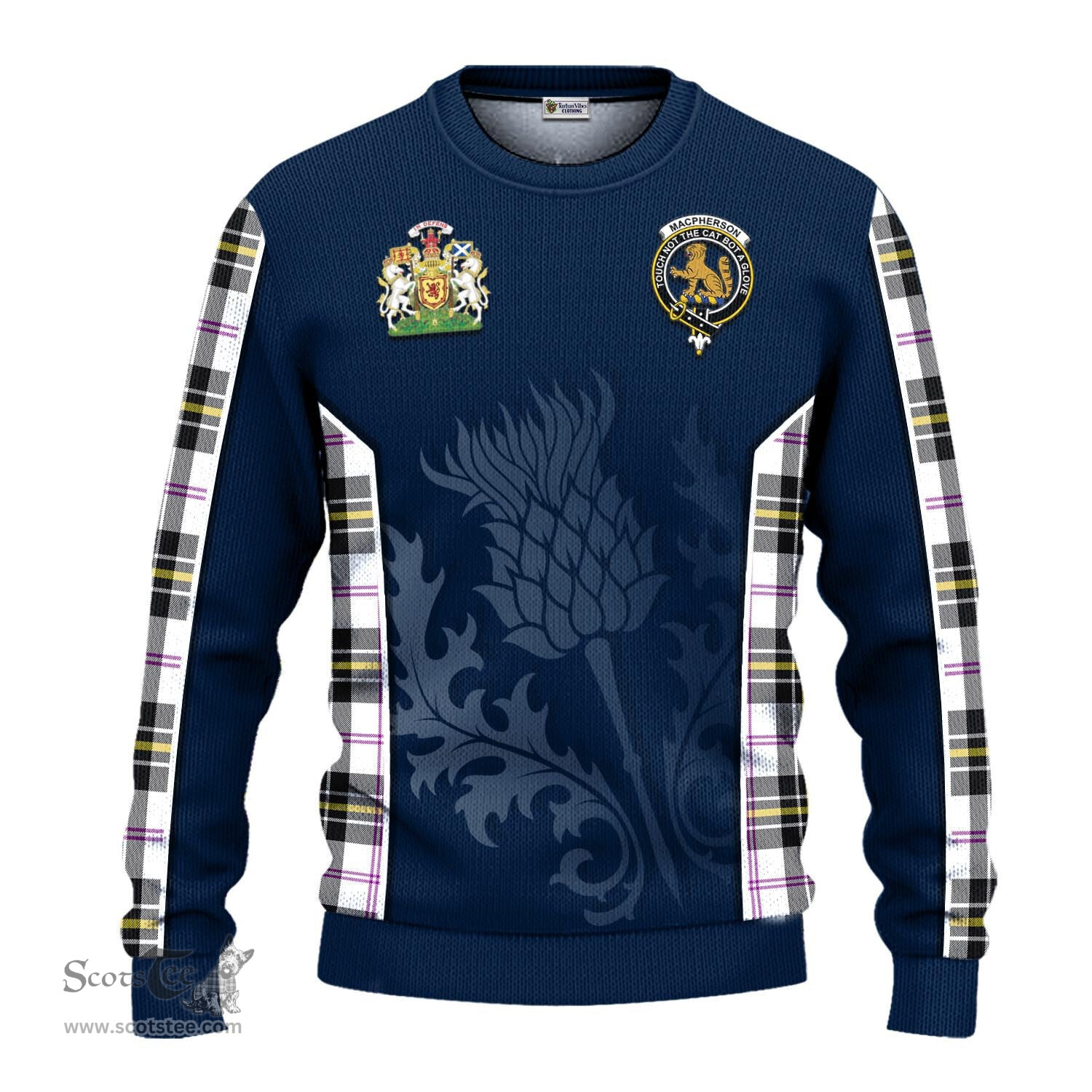 ScotsTee Shop Scottish MacPherson Dress Modern Clan Scottish Crest and Scottish Thistle Sport Tartan Sweatshirt