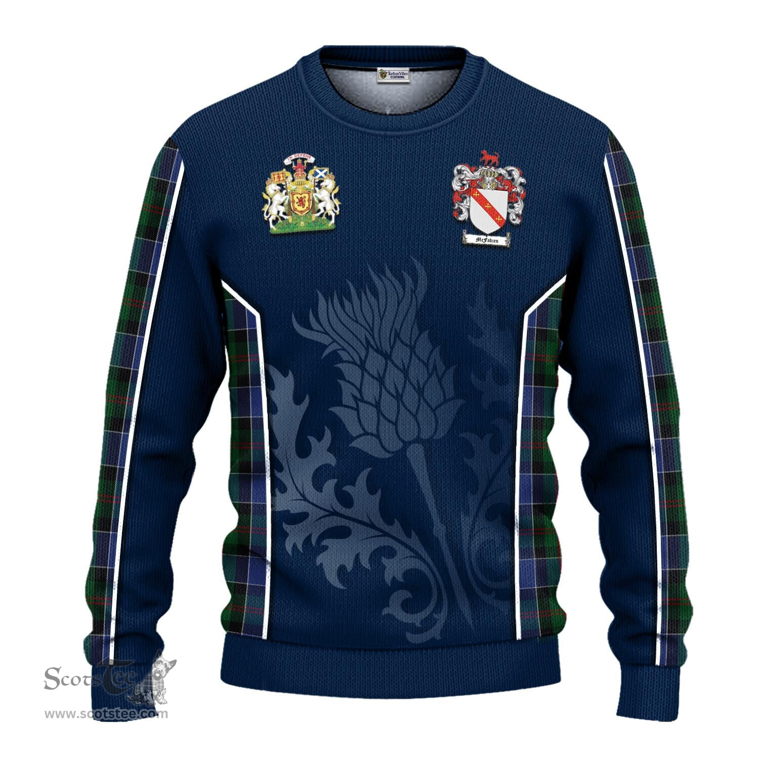 ScotsTee Shop Scottish McFadzen 01 Clan Scottish Crest and Scottish Thistle Sport Tartan Sweatshirt