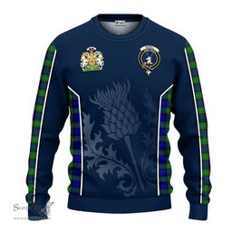 ScotsTee Shop Scottish Sempill Modern Clan Scottish Crest and Scottish Thistle Sport Tartan Sweatshirt