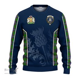 ScotsTee Shop Scottish Strange of Balkaskie Clan Scottish Crest and Scottish Thistle Sport Tartan Sweatshirt