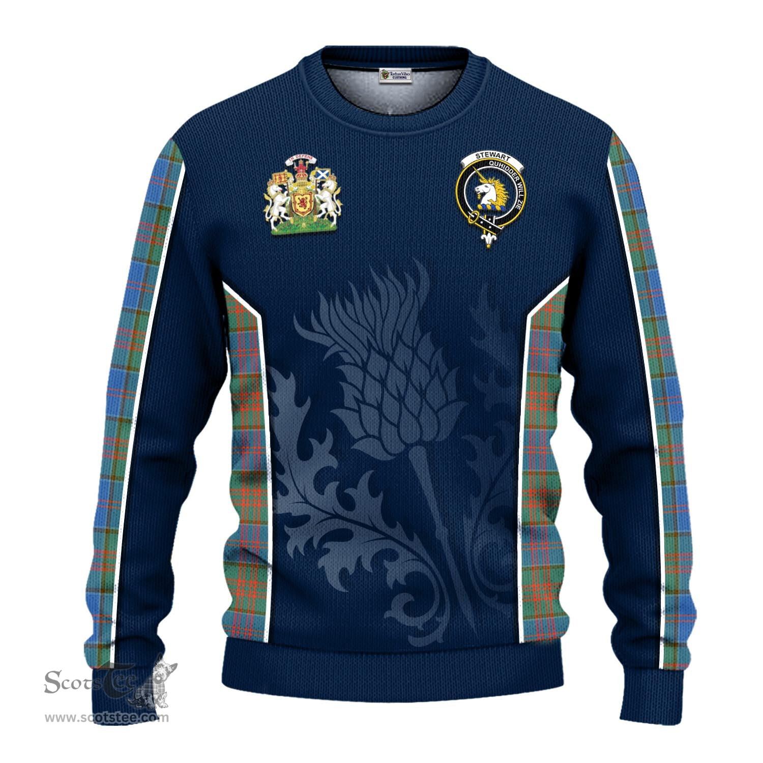 ScotsTee Shop Scottish Stewart of Appin Hunting Ancient Clan Scottish Crest and Scottish Thistle Sport Tartan Sweatshirt