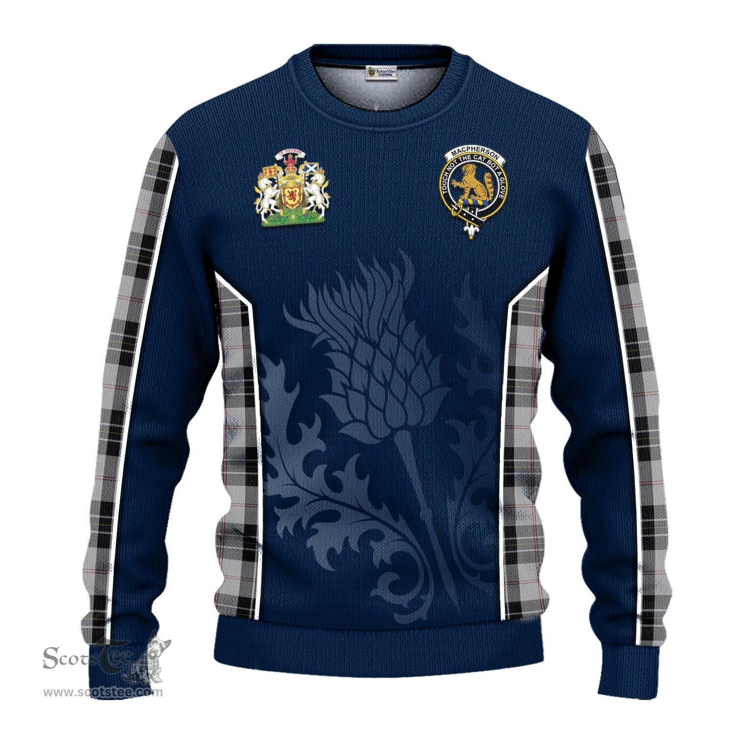 ScotsTee Shop Scottish MacPherson Dress Clan Scottish Crest and Scottish Thistle Sport Tartan Sweatshirt