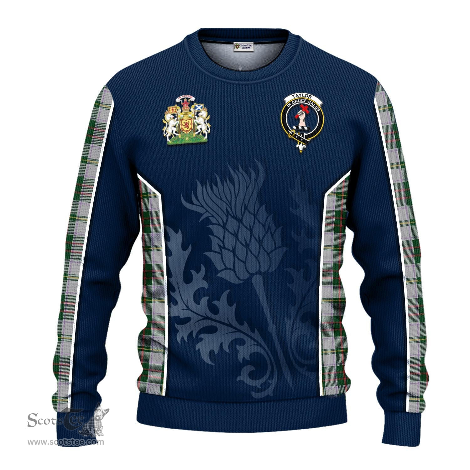 ScotsTee Shop Scottish Taylor Dress Clan Scottish Crest and Scottish Thistle Sport Tartan Sweatshirt