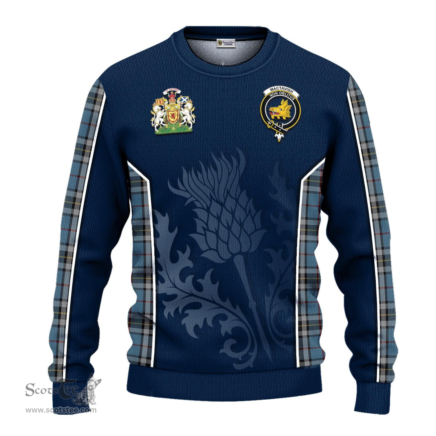ScotsTee Shop Scottish MacTavish Dress Clan Scottish Crest and Scottish Thistle Sport Tartan Sweatshirt
