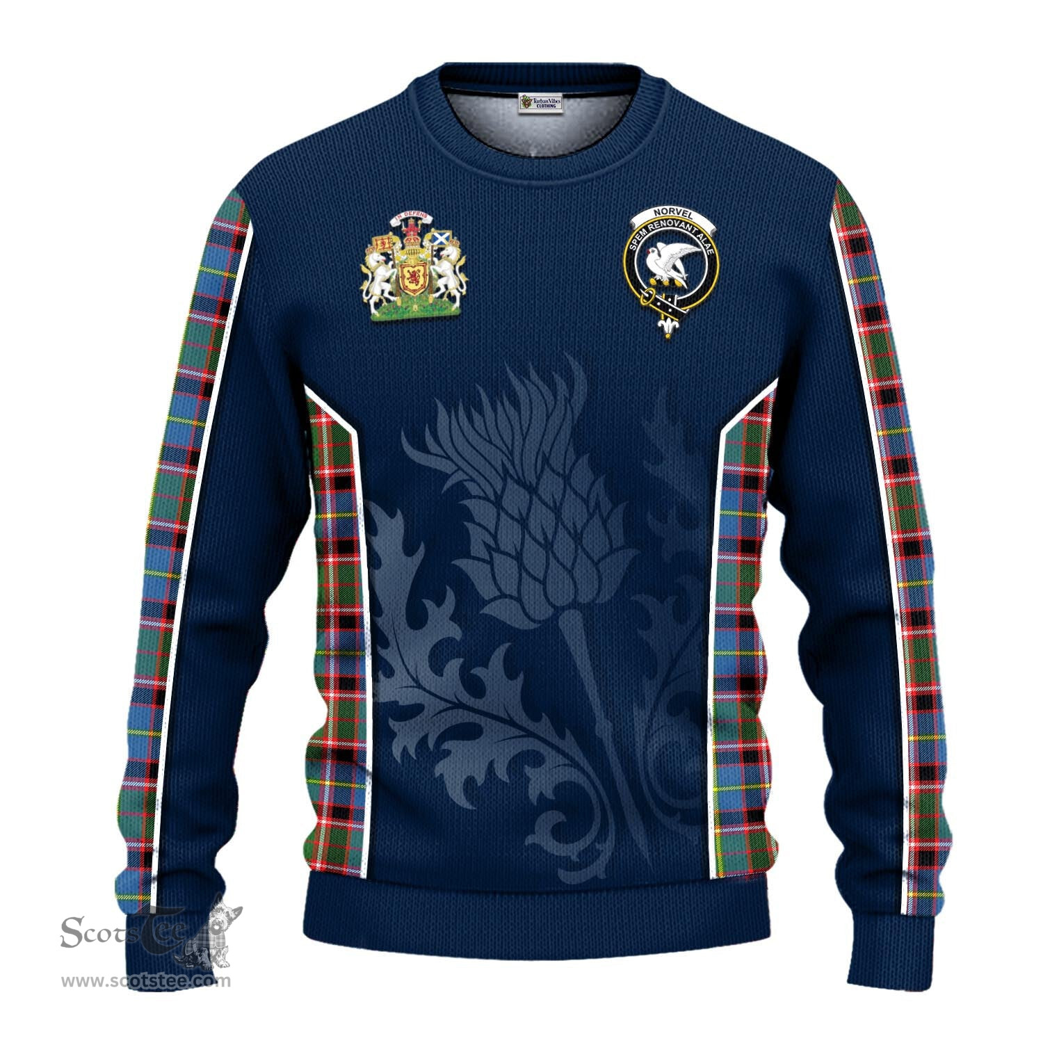 ScotsTee Shop Scottish Norvel Clan Scottish Crest and Scottish Thistle Sport Tartan Sweatshirt