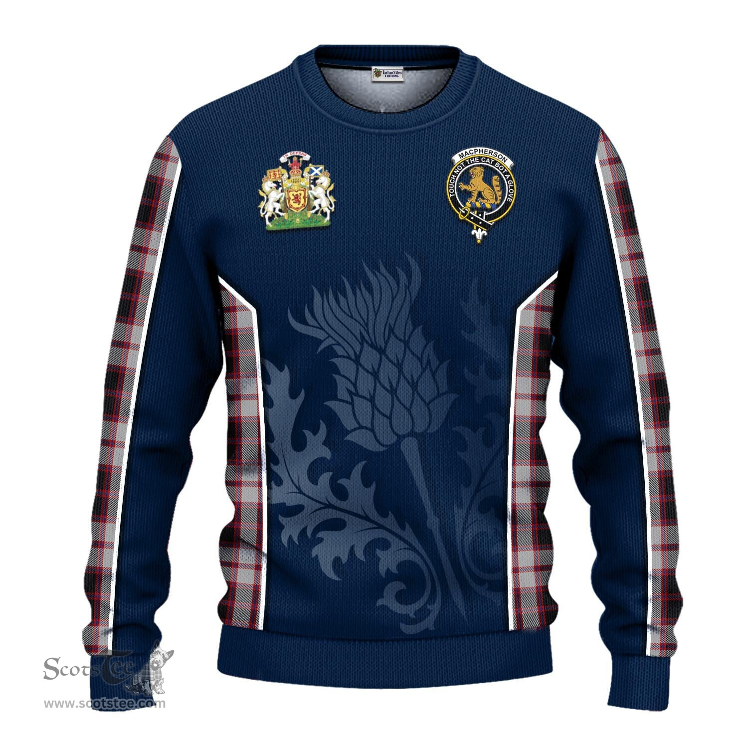 ScotsTee Shop Scottish MacPherson Clan Scottish Crest and Scottish Thistle Sport Tartan Sweatshirt