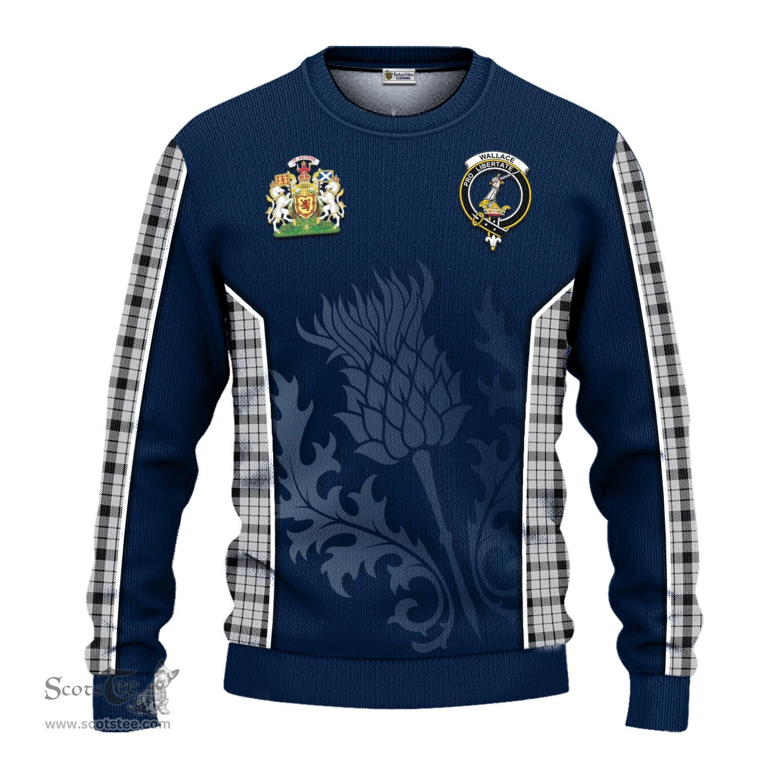 ScotsTee Shop Scottish Wallace Dress Clan Scottish Crest and Scottish Thistle Sport Tartan Sweatshirt