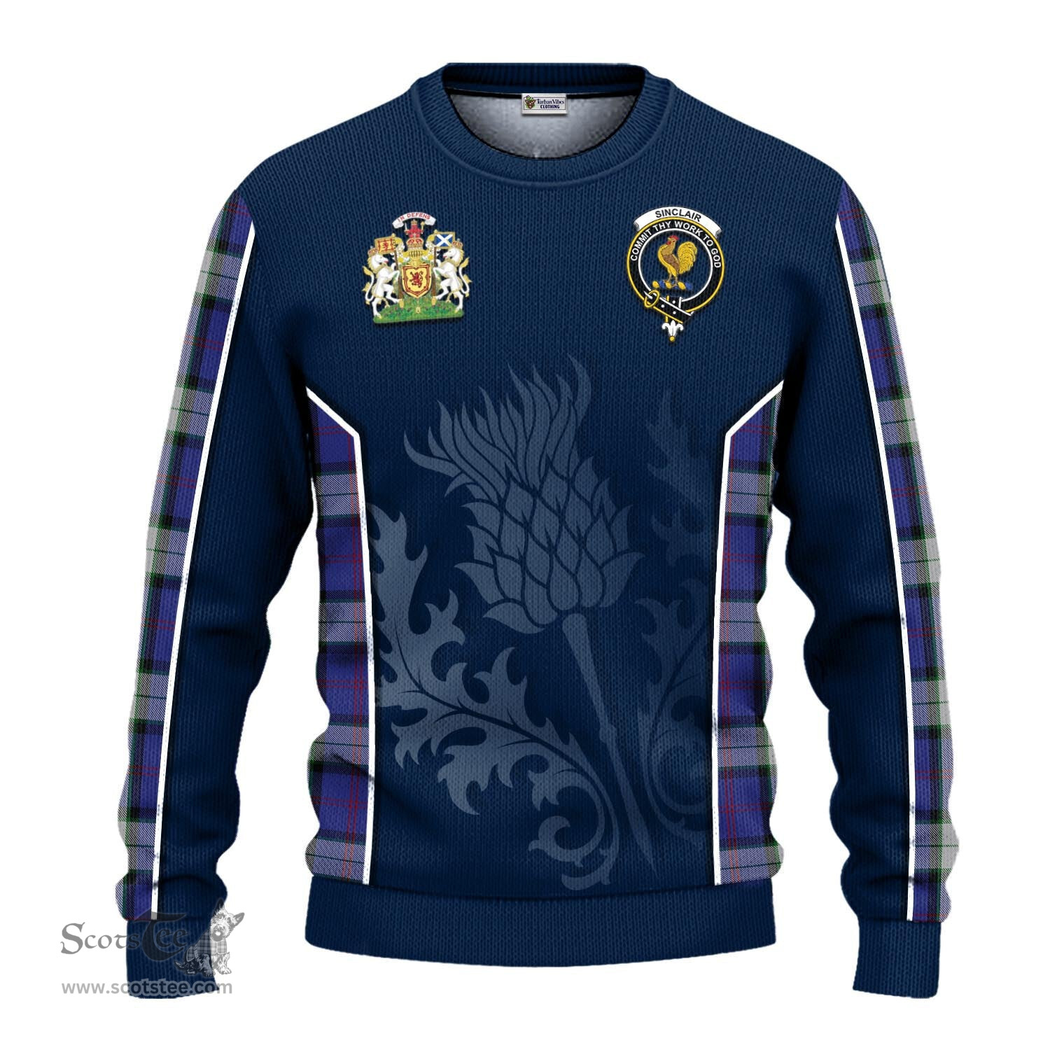 ScotsTee Shop Scottish Sinclair Dress Clan Scottish Crest and Scottish Thistle Sport Tartan Sweatshirt