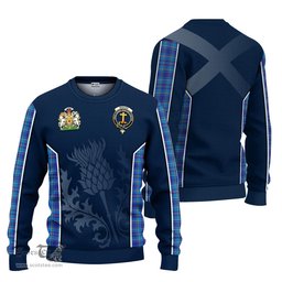 ScotsTee Shop Scottish Mercer Modern Clan Scottish Crest and Scottish Thistle Sport Tartan Sweatshirt