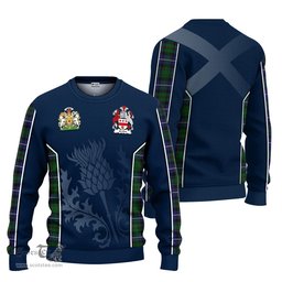ScotsTee Shop Scottish MacRow Hunting Clan Scottish Crest and Scottish Thistle Sport Tartan Sweatshirt