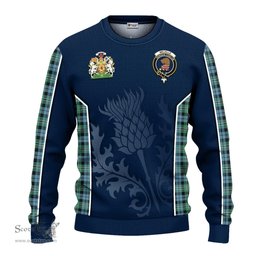 ScotsTee Shop Scottish Melville Ancient Clan Scottish Crest and Scottish Thistle Sport Tartan Sweatshirt