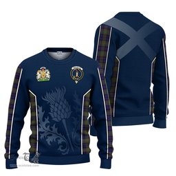 ScotsTee Shop Scottish MacLellan Clan Scottish Crest and Scottish Thistle Sport Tartan Sweatshirt