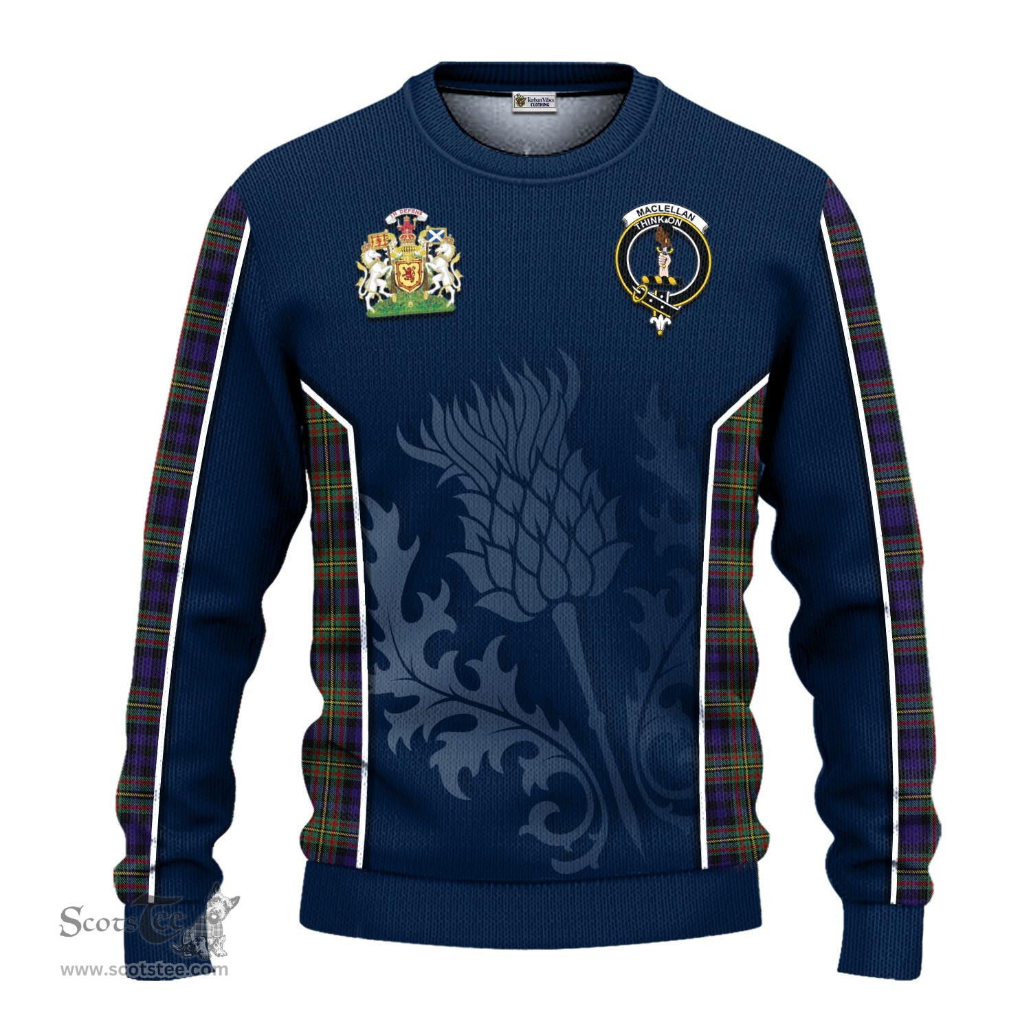 ScotsTee Shop Scottish MacLellan Clan Scottish Crest and Scottish Thistle Sport Tartan Sweatshirt