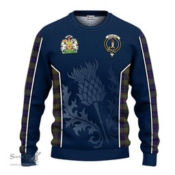 ScotsTee Shop Scottish MacLellan Clan Scottish Crest and Scottish Thistle Sport Tartan Sweatshirt