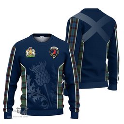ScotsTee Shop Scottish MacNicol Hunting Clan Scottish Crest and Scottish Thistle Sport Tartan Sweatshirt
