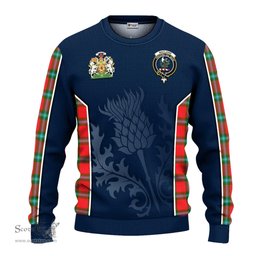 ScotsTee Shop Scottish MacLaine of Loch Buie Clan Scottish Crest and Scottish Thistle Sport Tartan Sweatshirt