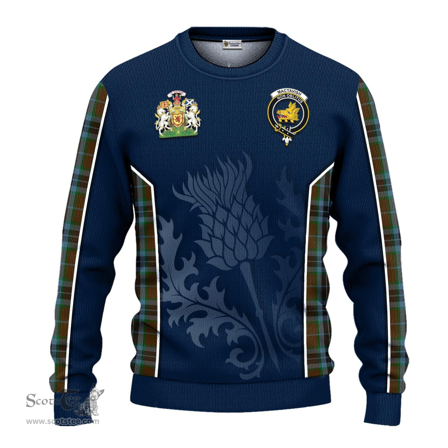 ScotsTee Shop Scottish MacTavish Hunting Clan Scottish Crest and Scottish Thistle Sport Tartan Sweatshirt