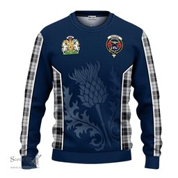 ScotsTee Shop Scottish MacLeod Black and White Clan Scottish Crest and Scottish Thistle Sport Tartan Sweatshirt